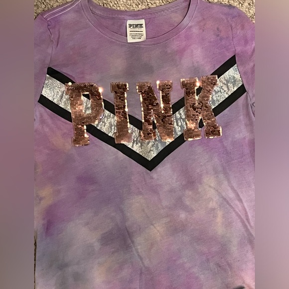 PINK Victoria’s Secret Rose Gold Bling Sequined SET  RARE!! Shorts and T-Shirt - Picture 3 of 15